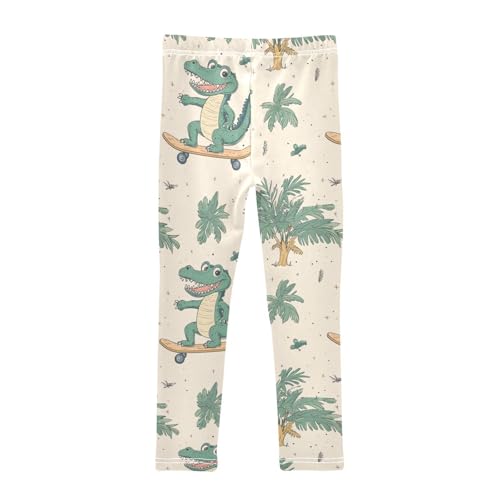 ZZKKO Girls Leggings Crocodile Skateboard Toddler Girls Clothes Leggings for Girls Toddler Girls Leggings 3-4T2