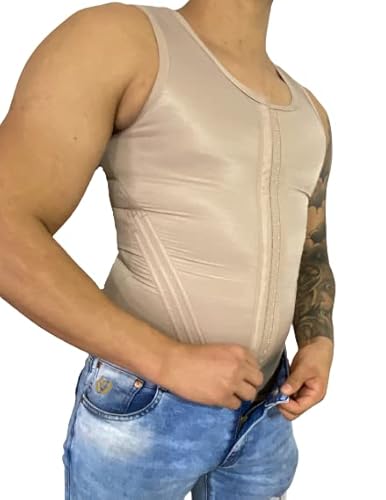 Cinta Colete Cirúrgico Masculino Modeladora Afina Cintura M26 Cor:Bege;Tamanho:M;Gênero:Masculino