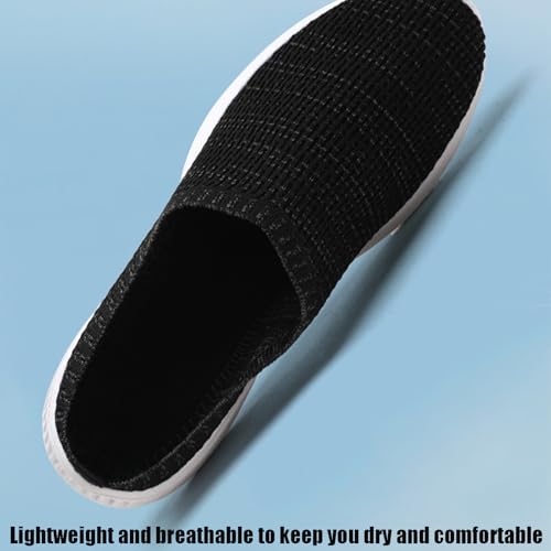 Men's Knit Open Back Mule Sneakers Fashion Mesh Breathable Slip On Light Non-Slip Clog Mules Summer Daily Indoor Outdoor Casual Slippers3