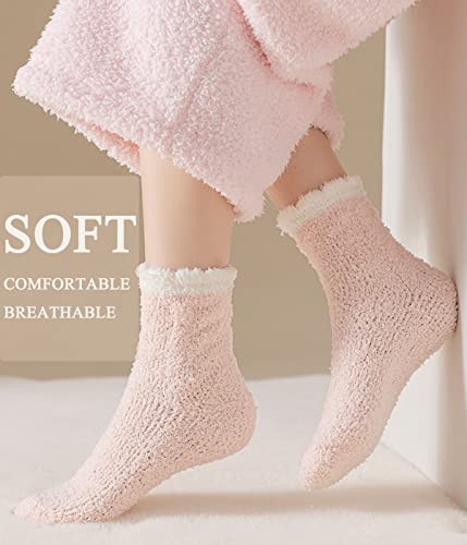 Ginmewrae Women Fuzzy Socks 6 Pairs Cozy Soft Fluffy Cute Solid Colorful Slipper Socks Sleeping Warm Socks Christmas Gift For Girls #TOP3