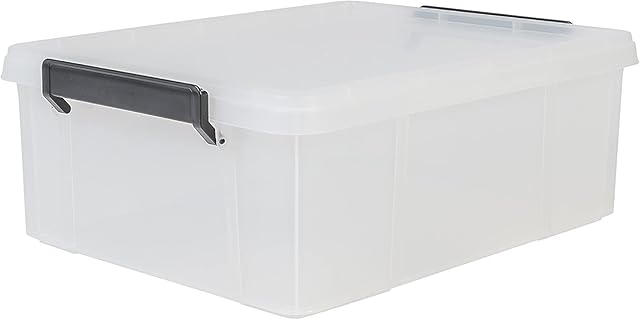 Iris Ohyama, Storage box, 18 Lwith snap closure, stackable, office, bedroom, Garage - Multi Box MBX-18 - Transparent