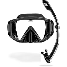 Cressi Panoramic Wide View Mask & Dry Snorkel Kit for Snorkeling, Scuba Diving - Pano 3 & Supernova Dry Designed in Italy
