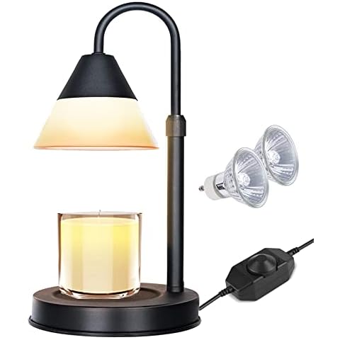 Mocalido Candle Warmer Lamp for Jar Candles, Dimmable Metal Candle Lamp Warmer Height Adjustable, Compatible with Candle Large Jar, Black Cover