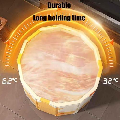 Image of Lexara Portable Folding Bathtub for Bathroom - Large Freestanding Soaking Tub with Thick Insulated, Ice & Hot Spa Tub, Collapsible Cold Plunge Therapy, Muscle Recovery Tub (Yellow Flower Bucket)