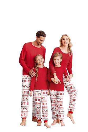 Ekouaer Family Matching Pajamas Christmas Sleepwear Long Sleeve Sleep Pjs