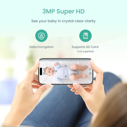 Image of Babysense 2Peek Video Baby Monitor, WiFi Security Camera with Auto Tracking (2Pcs), 3MP Super HD, Intelligent Motion & Sound Detection, Night Vision, Private Hidden Lens Mode, Supports SD Card