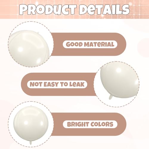 Image of 6pcs 22 inch White Brown Star Balloons and 4D Large Foil Balloons, Cream white Star Balloon Nude 4D Foil Aluminum Balloon For Birthday Baby Shower Party Boho Wedding Anniversary Engagement Decoration