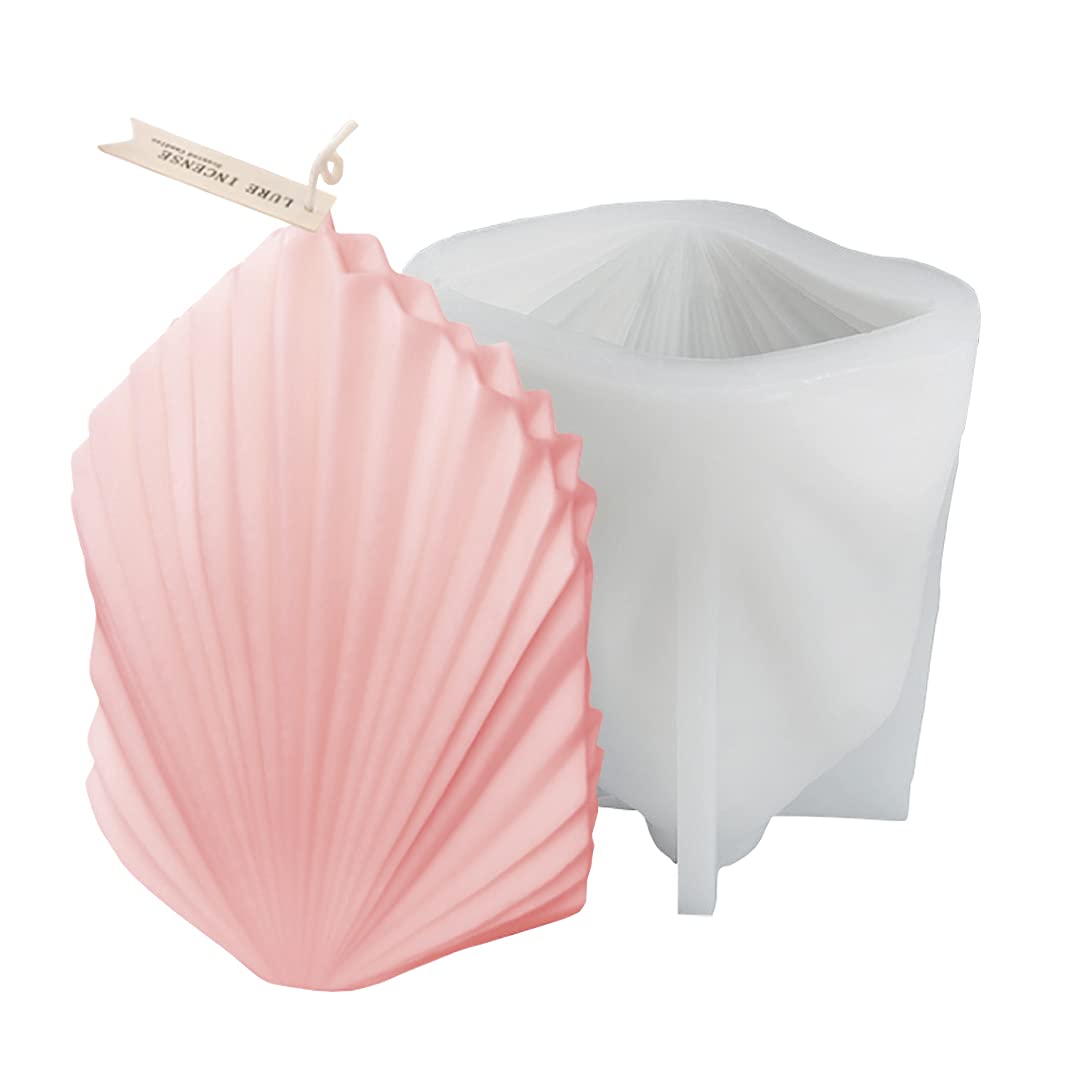 KHTAA 3D Large Scallop Candle Silicone Mold DIY Geometric Aromatherapy Resin Mold for Handmade Plaster Craft Soap Making Home Decoration