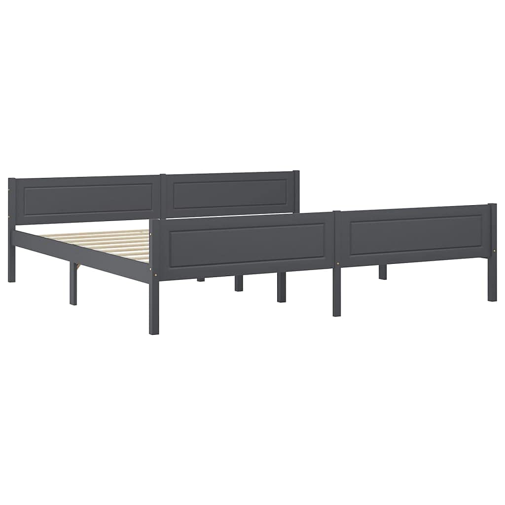 vidaXL Massivholzbett Doppelbett Bettgestell Bett Holzbett Bettrahmen Lattenrost Schlafzimmerbett Schlafzimmermöbel Grau Kiefer 200x200cm