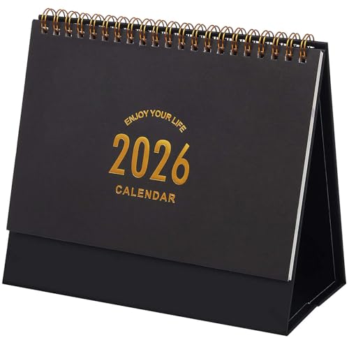 Calendario de escritorio de julio de 2022 a diciembre de 2023 - Calendario pequeño con anillo de metal de doble alambre, calendario portátil de escritorio para oficina en casa, escuela (negro)
