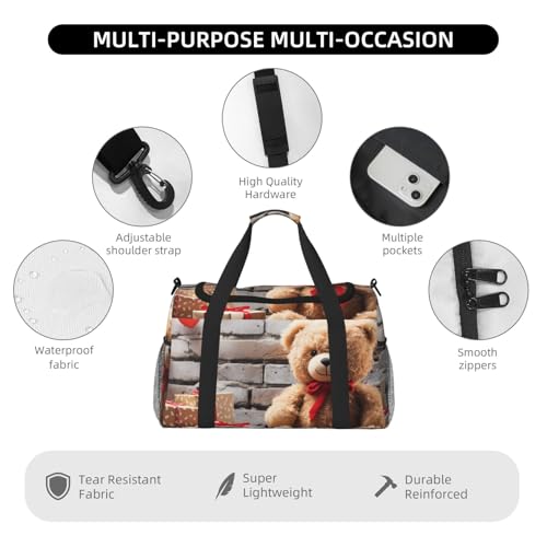 Travel Duffel Bag Lightweight Waterproof Carry On Tote Bag Foldable Weekender Overnight Bags Cute Bear Valentine Gift Sport Gym Bag For Women Men3