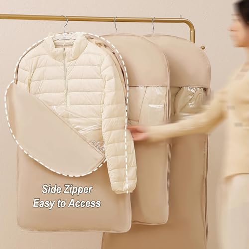 Long Hanging Storage Bags Space Saver Bag for Clothing, Suits and Jackets, Coat, Clothes Protector Compression Bags for Closet Garment Organizers, Reusable & Easy to Use(130 x 58 x 22 cm)4
