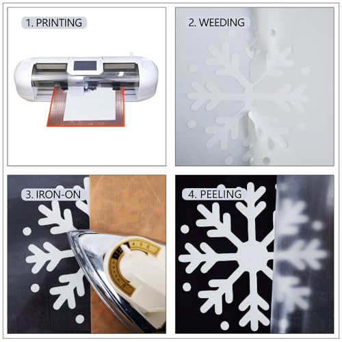 Image of guangyintong Reflective White Heat Transfer Vinyl HTV Rolls, 12 inch x 8ft Reflective Iron on Vinyl for T-Shirts, White HTV Vinyl for All Cutter Machine Easy to Cut & Weed for HTV DIY Design