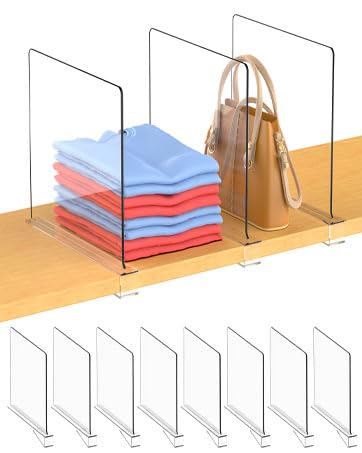 Acrylic Shelf Dividers for Closet Organization: Purse Organizer for Closets with Easy Installation, Durable Handbag Storage Organizer, Suitable for Bedrooms/Kitchens/Offices/Cabinets/Bathrooms（20PCS）