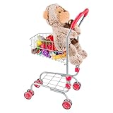 HEY! PLAY! Kids Shopping Cart - Toddler Grocery Cart with Pivoting Front Wheels and Folds for Easy Storage - for Pretend Play Grocery Store