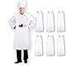 CHEFLUX [6pk] Adjustable Commercial White Restaurant Aprons with 3 Large Pockets [Bulk] Chef Cooking Bib Apron for Kitchen Waitress [Unisex] Men Women [33 x 28 in] BBQ Painting Stylist [39 in tie]