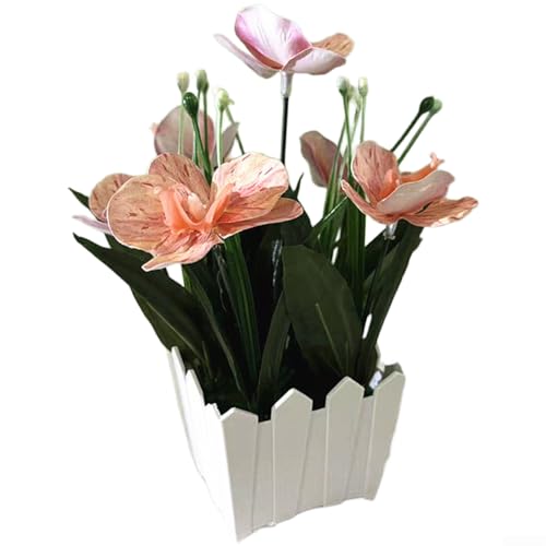 AugustknowU Orchidea Phalaenopsis artificiale per soggiorno, camera da letto, tavolo da pranzo, mensola per interni di casa (rosa)