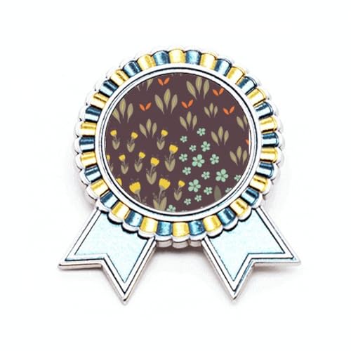 Broche fleur marron vintage médaille de récompense métal accessoire veste manteau M