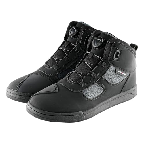 1Storm Men & Women Motorcycle Boots Micro Fiber Leather Street bike Casual Anti-Slip + Extra Gear Shift Boots Protector HW-009 Black Gray US 12 by 1Storm - Image 2