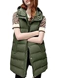 Fiona Jolin Long Puffer Vest Women Sleeveless Hooded Puffy Jacket Coat Outerwear Vest Gilet