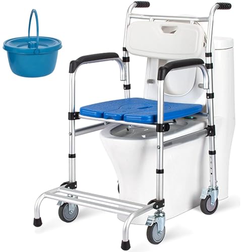 Sedia Regolabile per Toilette con Ruote, 136Kg