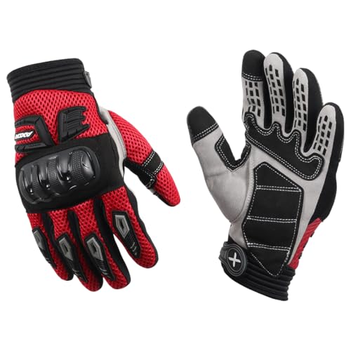 Image of Axor Airstream Riding Gloves Providing Enhanced Grip and Impact Protection with Touchscreen Functionality and an Adjustable Fit-Black Red-2XL