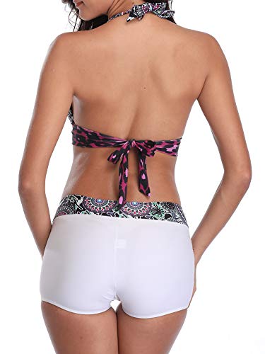 Image of Bathing Suits for Women High Waisted Swimsuits Tummy Control Two Piece Tankini Ruffled Top with Swim Bottom Bathing Suits