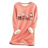 Longshirt Damen Sweatshirt ohne Kapuze Pullover Damen Warm Damen Langarm Oversize