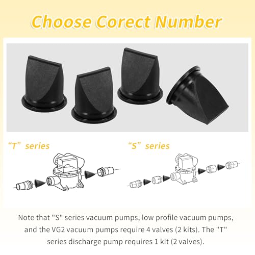 Image of 4-Pack 385310076 Duckbill Valve Kit, Compatible with Dometic Sealand VacuFlush S T Series Pumps, S12D S24D S32D T12 T24 T32, 1-1 /2 Inch Black Rubber Replacement Parts