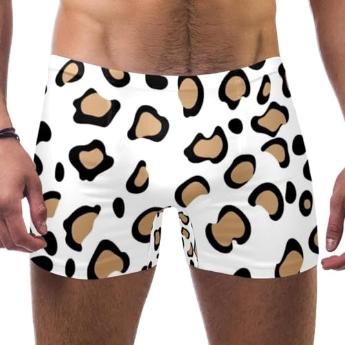 Mens Aesthetic Leopard Print-2610 Jammer Swimsuit Elastic Waistband Short Boxer Swimsuit Board Shorts, XXL,