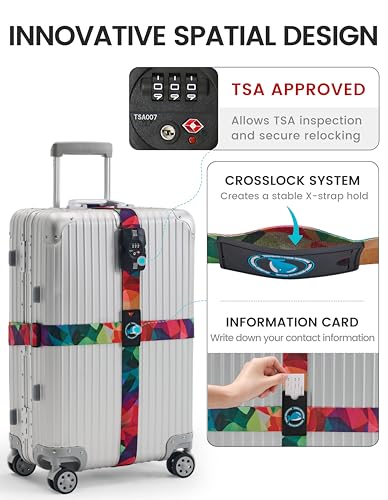 Image of Travelkin Luggage Straps TSA Approved, Suitcase Straps with TSA Lock | Adjustable, Cross luggage belt strap, combination lock, Travel,Reinforced Buckle,multiple colors, locking suitcase belt