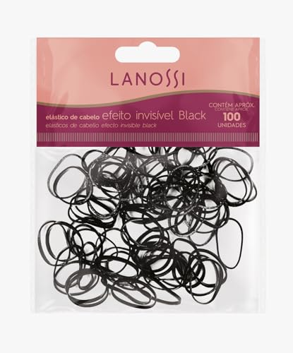 Elásticos de Silicone Black para Cabelo - Contém 100 Unidades, Lanossi Beauty & Care.