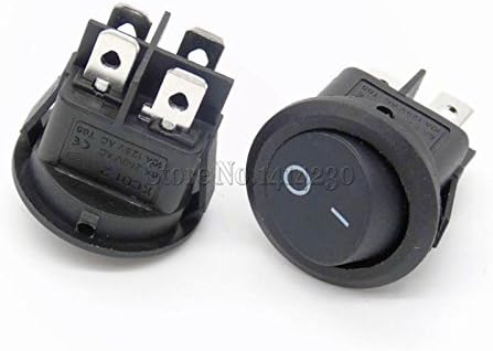 10Pcs 4Pin DPDT ON/Off Rocker Switch 10A 125V 6A 250V AC | 10-Pack, 23mm Round Rocker Switch, 4-Pin DPDT, ON/OFF, 10A/125V AC, 6A/250V AC, 2 Positions.
