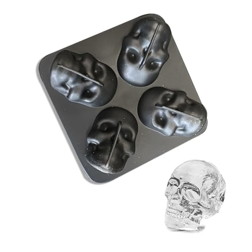 Molde de hielo calavera 3D grande de silicona 4 cavidades miniatura 1