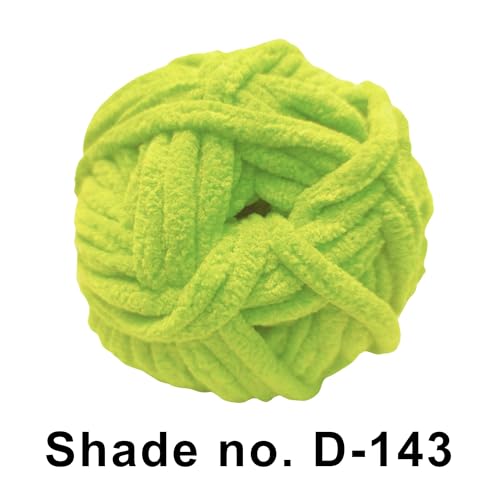 Image of VCR Neon Green, 100 Grams Hank, 60 Meters Length, Premium Polyester Ball for Crochet and Knitting, Pack of 1 Yarn, Soft and Bulky Fur Suitable for DIY