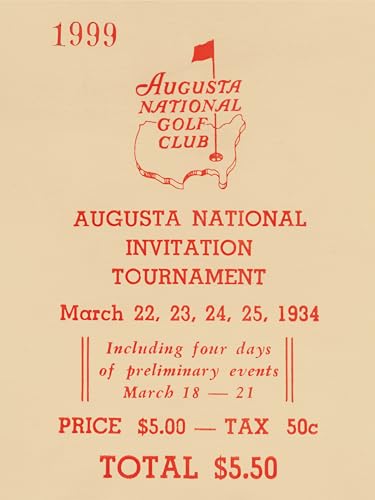 Framed Vintage Golf Wall Decor, Masters Golf Augusta National 1934 Tournament Wall Art Canvas Poster For Living Room Bedroom Office Decorations (12' X 16', Unframed)