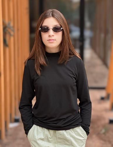Image of Arshiner Girls Long Sleeve Mock Turtleneck Shirts Slim Fit Base Layer Top