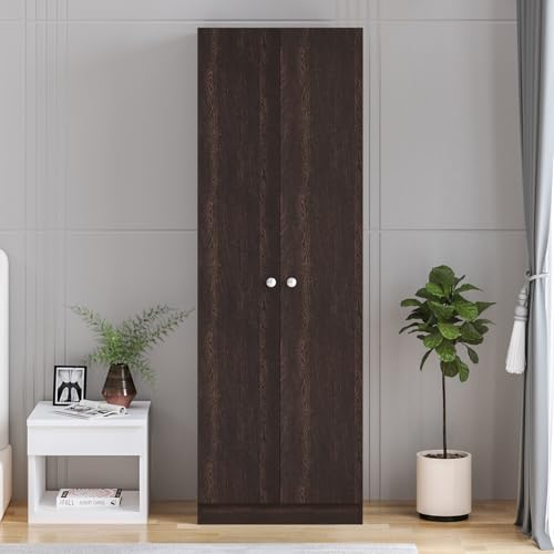 Image of FURNEASER Fanciable Engineering Wood 2 Door Wardrobe Almirah for Clothes | Double Door Cabinet Closet Organizer | Multipurpose Cupboard for Bedroom Living Room | 60 x 42 x 180 CM (Wenge)