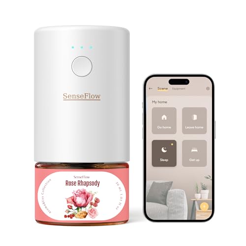 SenseFlow Difusor Aceites Esenciales Difusor de Aromas Smart Wi-Fi SF101S -Ultrasónico Sin Agua, 100 % Vegetal, Aromaterapia120 Días, para Hogar, Hotel y Estudio Hasta 100 ㎡, Rapsodia de Rosa