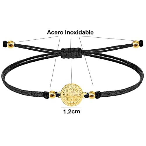 Pulsera San Benito Amuleto Suerte Protección Acero Inoxidable