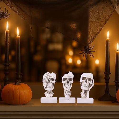 Estatuas decorativas de esqueleto set 3 piezas estilo gótico miniatura 2