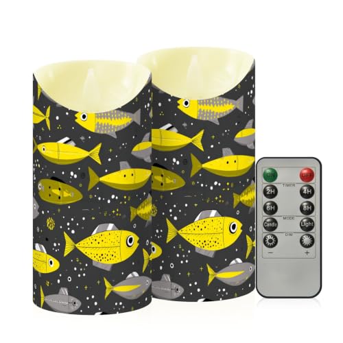 Velas de control remoto para regalo de otoño | Set de 2 velas sin llama decorativas amarillas 2