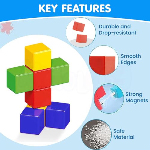 Image of Kidology Magnetic Building Blocks 32Pcs Magnetic Blocks Magnetic Toys for 3 4 5 6 7 8 Years Old Boys Girls Preschool Structures Sensory Toys for Kids