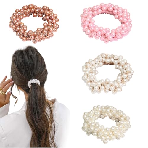 EUYKQNOI 4 elastici per capelli donna accessori capelli con perle eleganti, fermagli capelli donna resistenti e delicati, ideali per feste, matrimoni e uso quotidiano