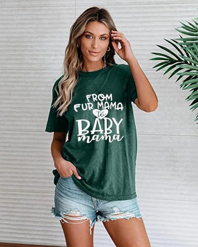 Yuyueyue From Fur Mama To Baby Mama T Shirt Women Pregnancy Announcement Shirt Letter Print Cute Top Blouse  thumb #3