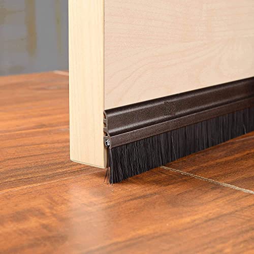 Image of Door Bottom Brush Seal Strip with Aluminum Plate & Nylon Bristles Brush for Air & Sound Blocking 100CM (4)