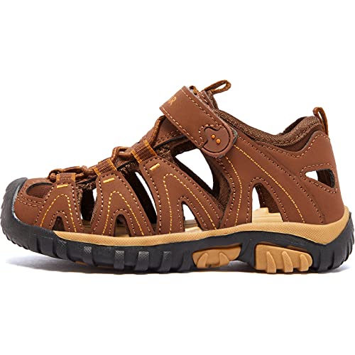 HOBIBEAR Boys Outdoor Closed-Toe Summer Kids Athletic Sport Sandals Lightweight-Brown — view 3
