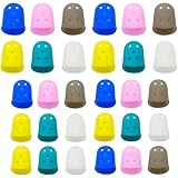 30 Pack Rubber Finger Tips, Rubber Thimbles for Office Work, Crafting, Guitar Playing and Skin Picking Control, Silicone Rubber Finger Covers in 6 Colors