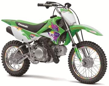 2010-2023 KLX 110 Throwback Green Senge Graphics Complete Kit with Rider I.D. Compatible with Kawasaki