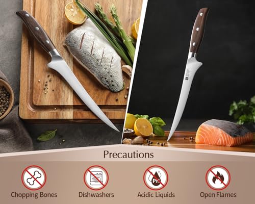 Miniatura 7 de Xinzuo 18,1cm Cuchillo De Filete Acero Inoxidable Alemán 1.4116, Profesional Cuchillo De Filetear Afilado, Cuchillo Para Pescado Cocina Fileteador Y Para Deshuesar -Mango De Red Sandalwood